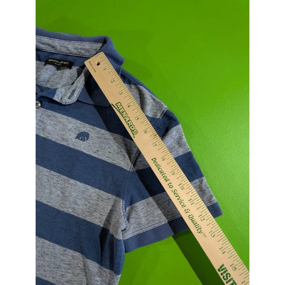 Banana Republic Polo‎ Shirt Purple Elephant Logo Slim Fit Medium Striped